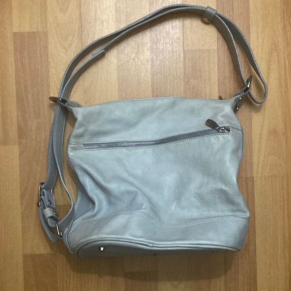 Valentina Teal Leather Bucket Shoulder Bag Double Zipper Made In Italy - Picture 2 of 12